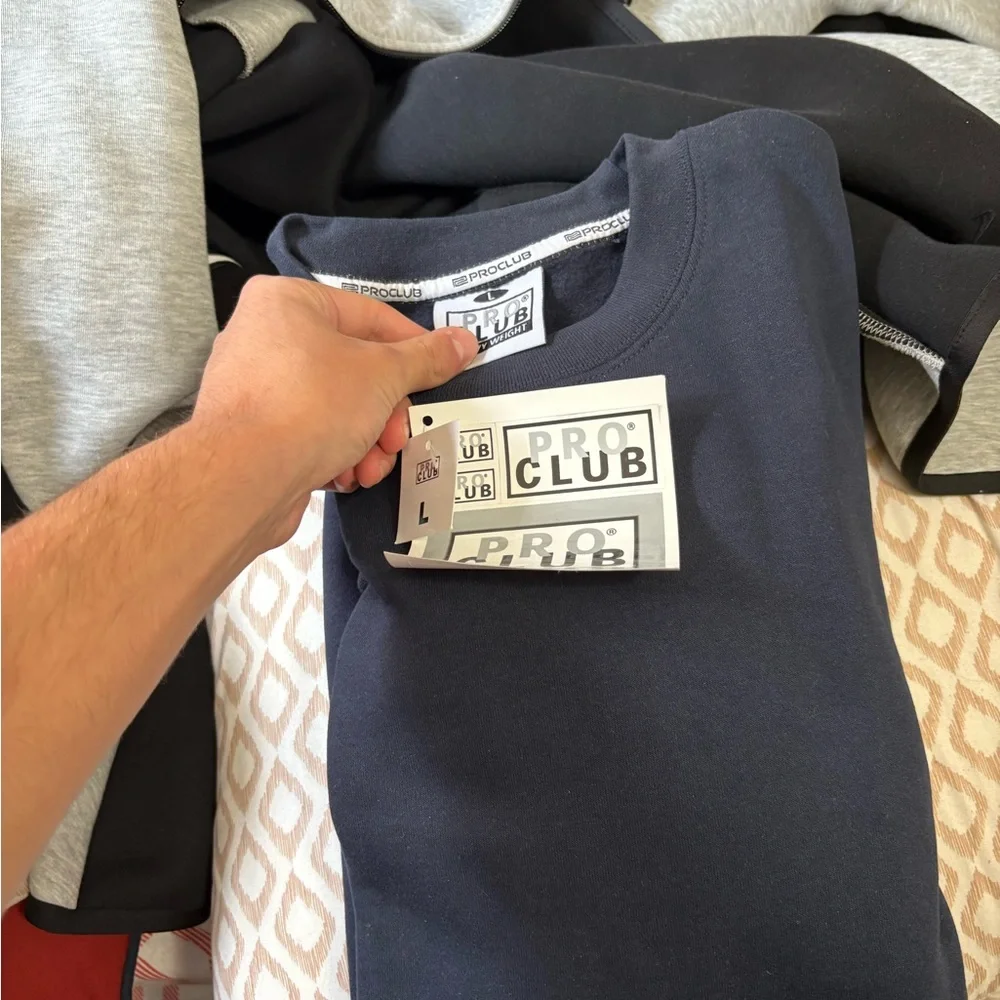 Pro Club Men's Crewneck Sweater - Blue - Picture 2 of 2